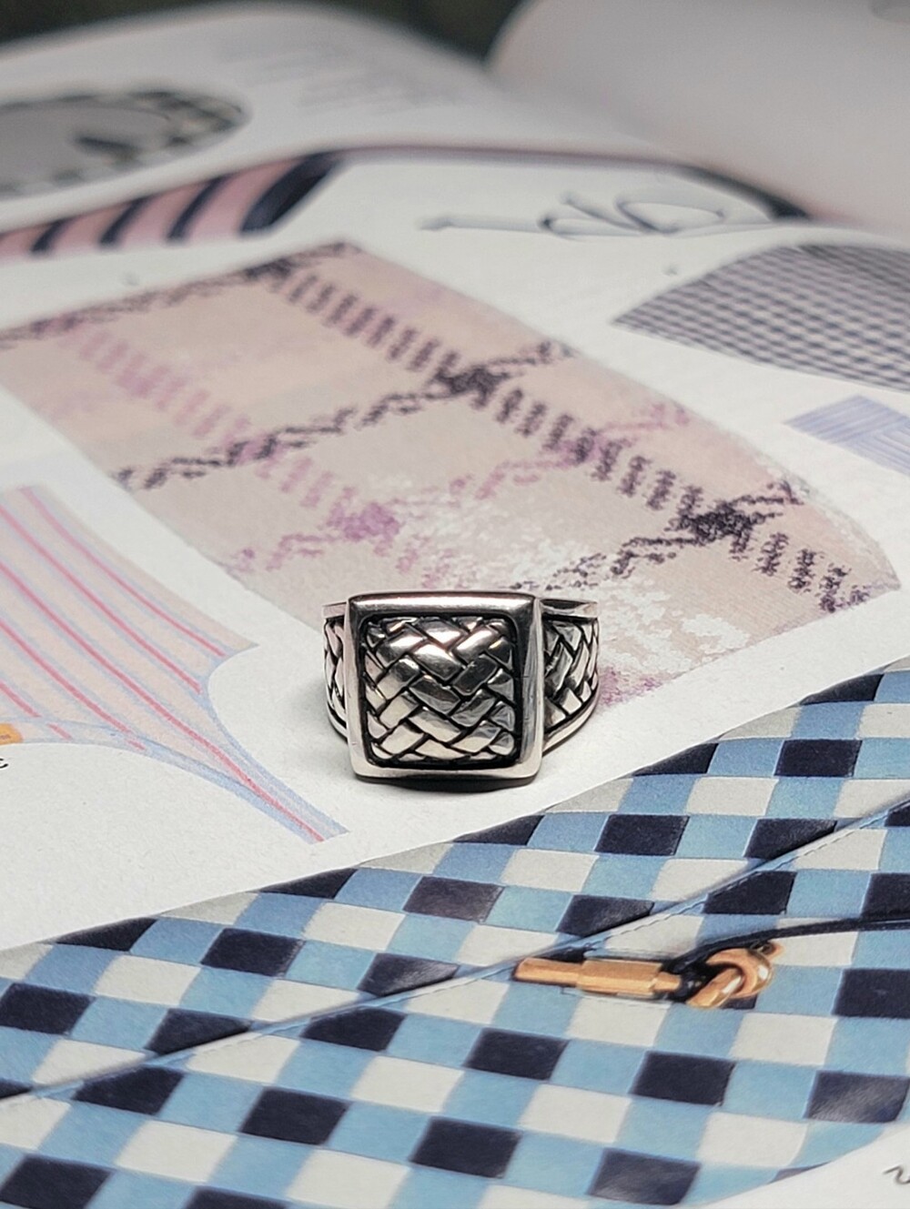 Chunky 925 Sterling Silver Basket Weave Statement Ring